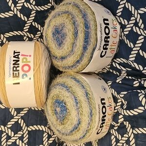 Caron Latte Cakes Yarn - Blue and Tan